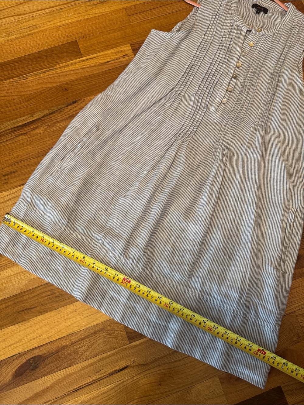 Quince European Linen Sleeveless Swing Dress blue pinstripe medium - Picture 14 of 16